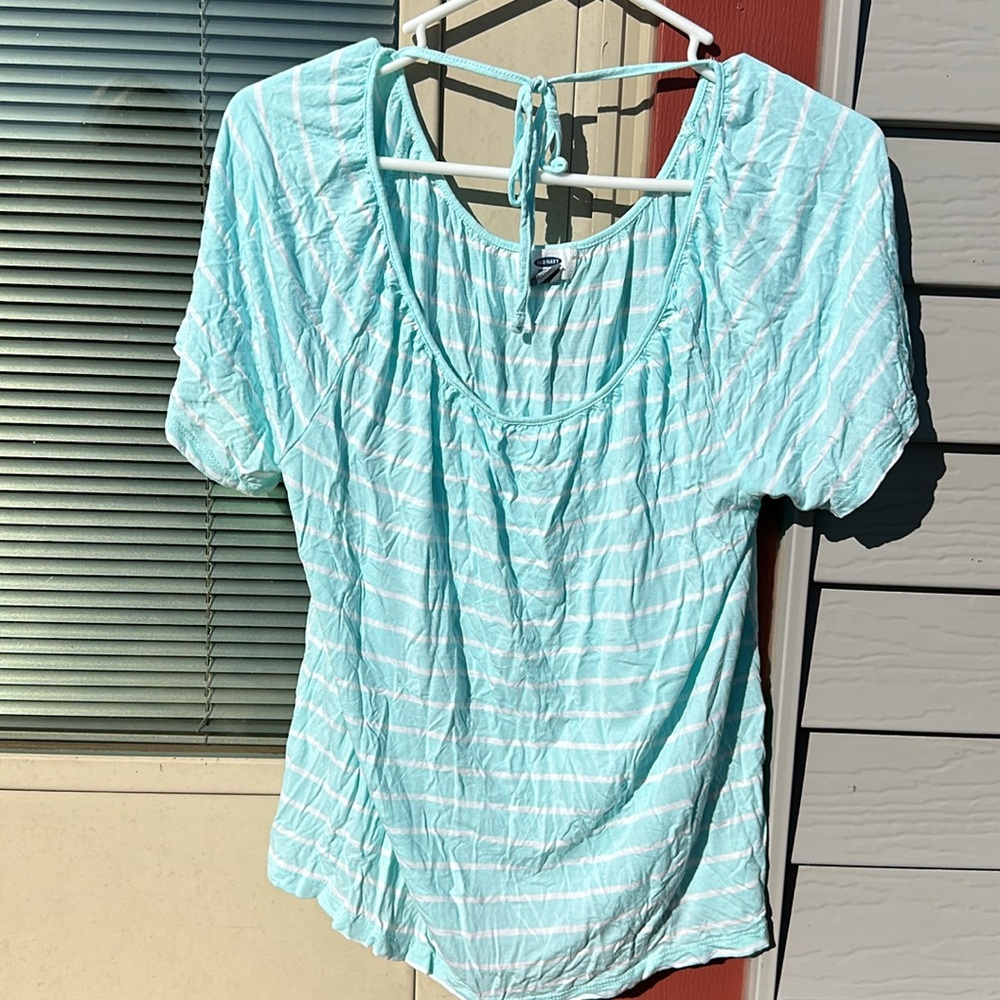 Old Navy L Mint Stripped Blouse